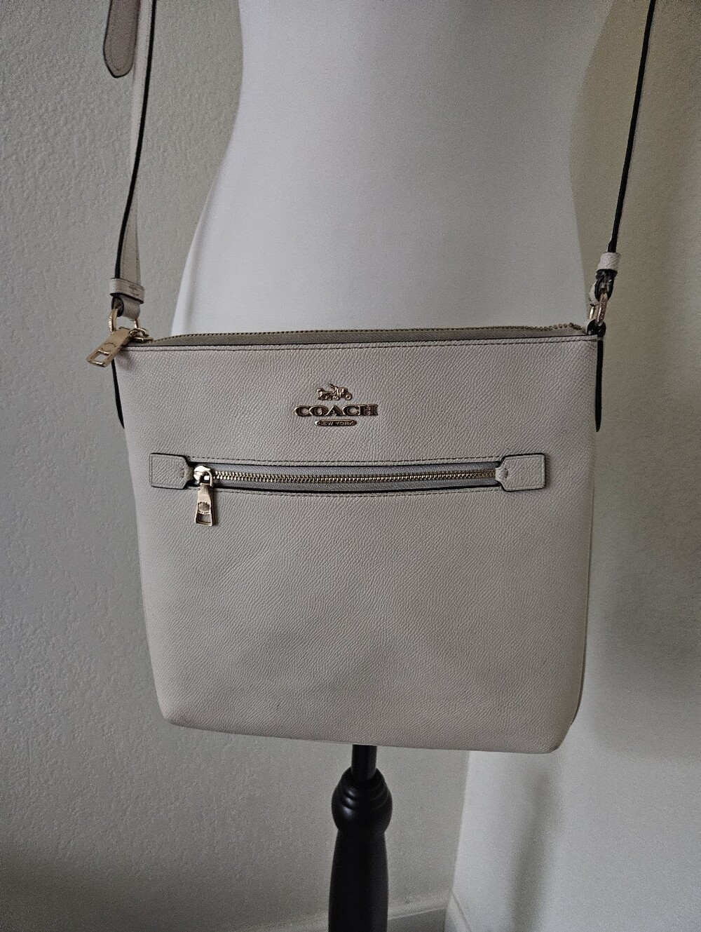 COACH Pebble Leather Crossbody in Off White with Gold Hardware